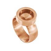 Quiges RVS Schroefsysteem Ring Rosékleurig Mat 17mm met Verwisselbare Cat's Eye Roze 12mm Mini Munt