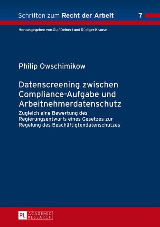 Schriften zum Recht der Arbeit 7 - Datenscreening zwischen C ... - cover