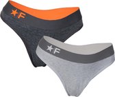 Funderwear 2-pack String Grijs/Zwart Melange maat S