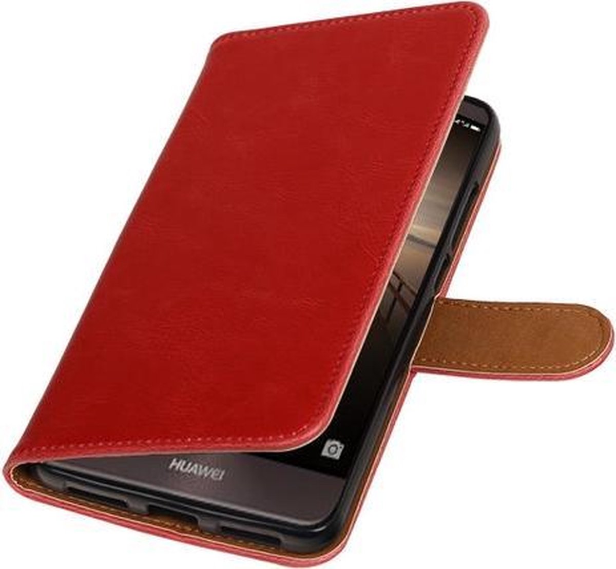 Rood Pull-Up PU booktype wallet cover hoesje voor Huawei Mate 9