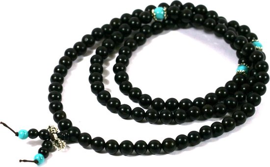 IbizaMen - Zwart hout 8mm - amazoniet mala - 80cm