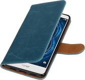 Blauw Pull-Up PU booktype wallet cover hoesje voor Huawei Honor 6x 2016