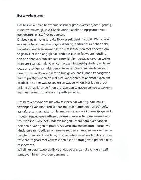 Tekstpagina met informatie over het thema grenzen en lichamelijk welzijn voor kinderen.