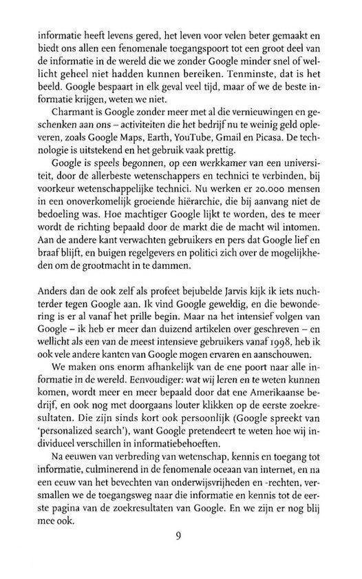 Pagina met tekst over Google's invloed en geschiedenis.