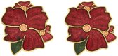 Behave® Dames Oorbel clips bloem rood emaille