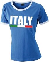 Blauw/ wit Italie supporter ringer t-shirt voor dames S