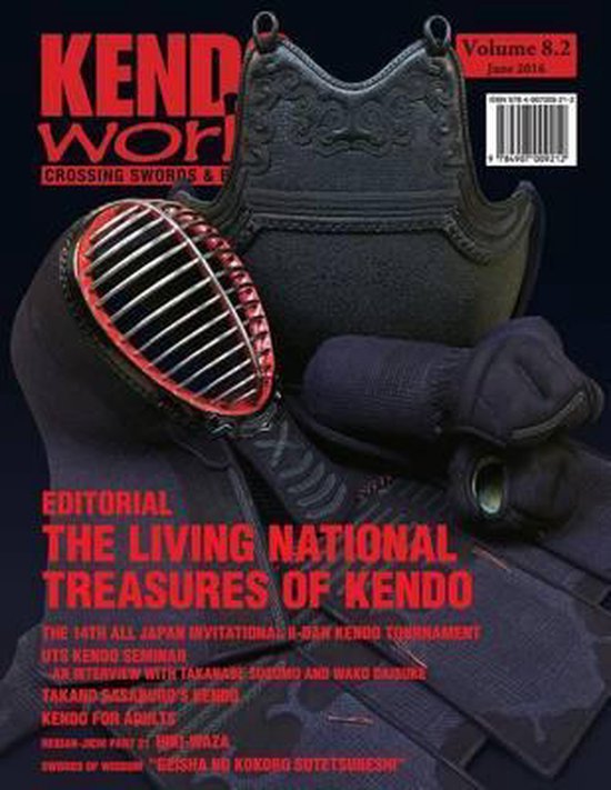Kendo Wereld 8.2, juni 2016. Zwarte Kendo-beschermende kleding en helm.