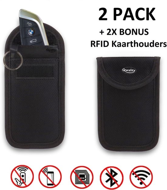 bol.com | Anti-Diefstal Autosleutel Hoesje (2 PACK) + 2X RFID kaarthouders  - Signaal Blokkerende...