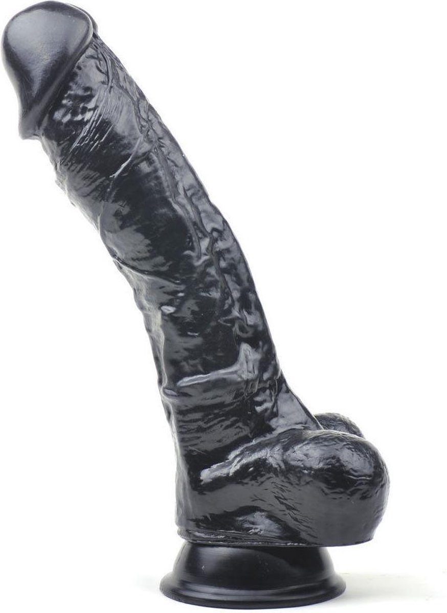 Goedkoopste Being fetish® dildo - 25 cm Grote jongen - met ballen - zuignap - siliconen - zwart