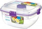 Sistema To Go Salad Max - Saladebox met verdeelschaal, bestek en dressingpotje - 1,63L paars