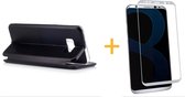 iCall - Samsung Galaxy S8+ / S8 Plus - Lederen Wallet Case Zwart + Screenprotector Zilver (3D) - Portemonnee Hoesje met Magneet sluiting - Book Case - Flip Cover - Klap - 360 besch
