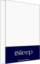 iSleep Flanel Hoeslaken - Eenpersoons - 80x200 cm - Wit