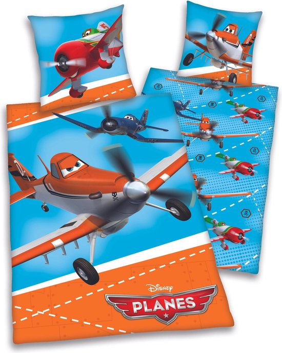 Disney Planes - dekbedovertrek - eenpersoons - 140x200 cm - blauw/oranje |  bol.com