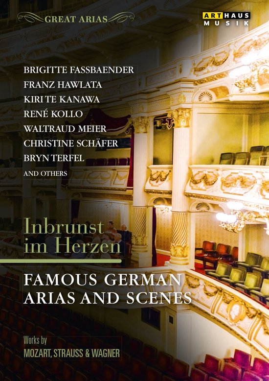 DVD hoes: 'Inbrunst im Herzen', beroemde Duitse aria's en scènes, met operagebouwinschrijving en namen van zangers.