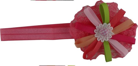 Jessidress Baby Haarband Hoofdband met Haarbloem - Donker Roze