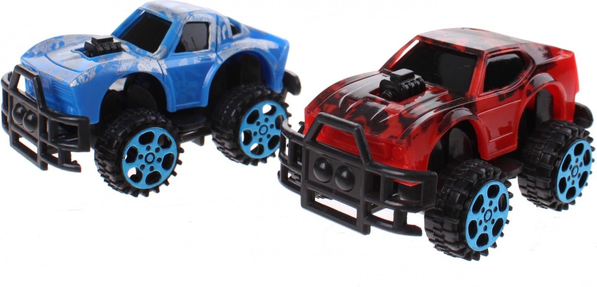 Jonotoys Monstertrucks Dino-print 6 Cm 2 Stuks Rood/blauw