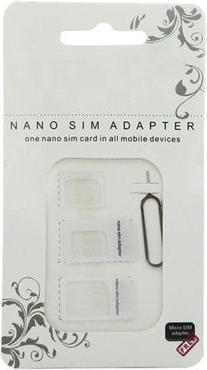 Wit Universeel Nano Simkaart adapter frame set met pinnetje simkaartslot opener - Merkloos