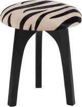 J-Line kruk rond leder zebra zwart (36x36x47cm)