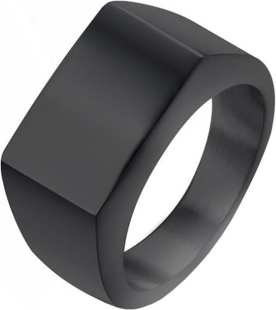 Zwarte zegelring Edelstaal van Mendes Jewelry-19mm