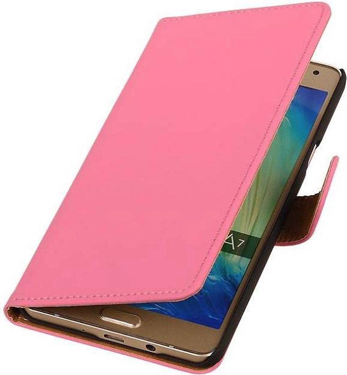 Effen Bookstyle Hoes Geschikt voor Samsung Galaxy A7 Roze