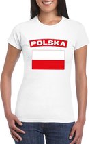 T-shirt met Poolse vlag wit dames 2XL