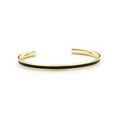 CO88 Collection Majestic 8CB 90196 Stalen Open Bangle met Emaille - One-size (62x50x2 mm) - Goudkleurig / Zwart