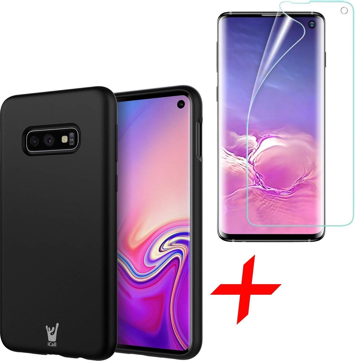 Hoesje geschikt voor Samsung S10e - Zwart Siliconen Case + Screenprotector