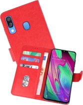 Samsung Galaxy A40 Hoesje Kaarthouder Book Case Telefoonhoesje Rood