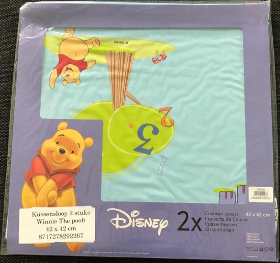 Kussensloop 42 cm x 42 cm Winnie the Pooh - Blauw