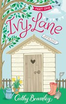 Boek 'Ivy Lane', deel één, 'Spring'. Houten schuurtje met hartdeur, bloemen, regenlaarzen en schoffel.