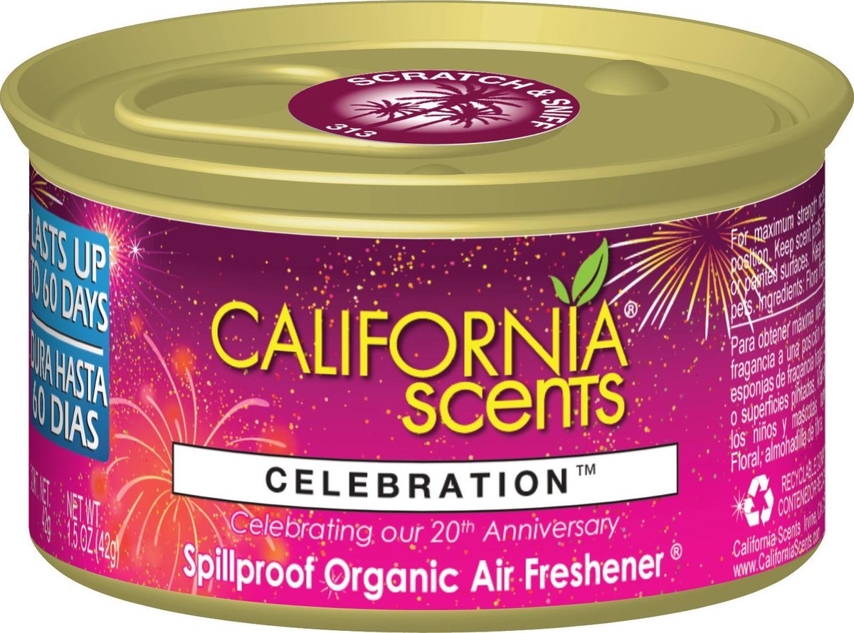California Scents Lekvrije organische luchtverfrisser - Celebration (Skittles)