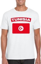 T-shirt met Tunesische vlag wit heren 2XL
