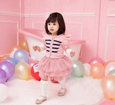Chique Meisjes Kleding Set (2delig) jurk en jasje, Feestelijke kleding set, Luxe kleding set meisje, roze met goud knopje, maat 116