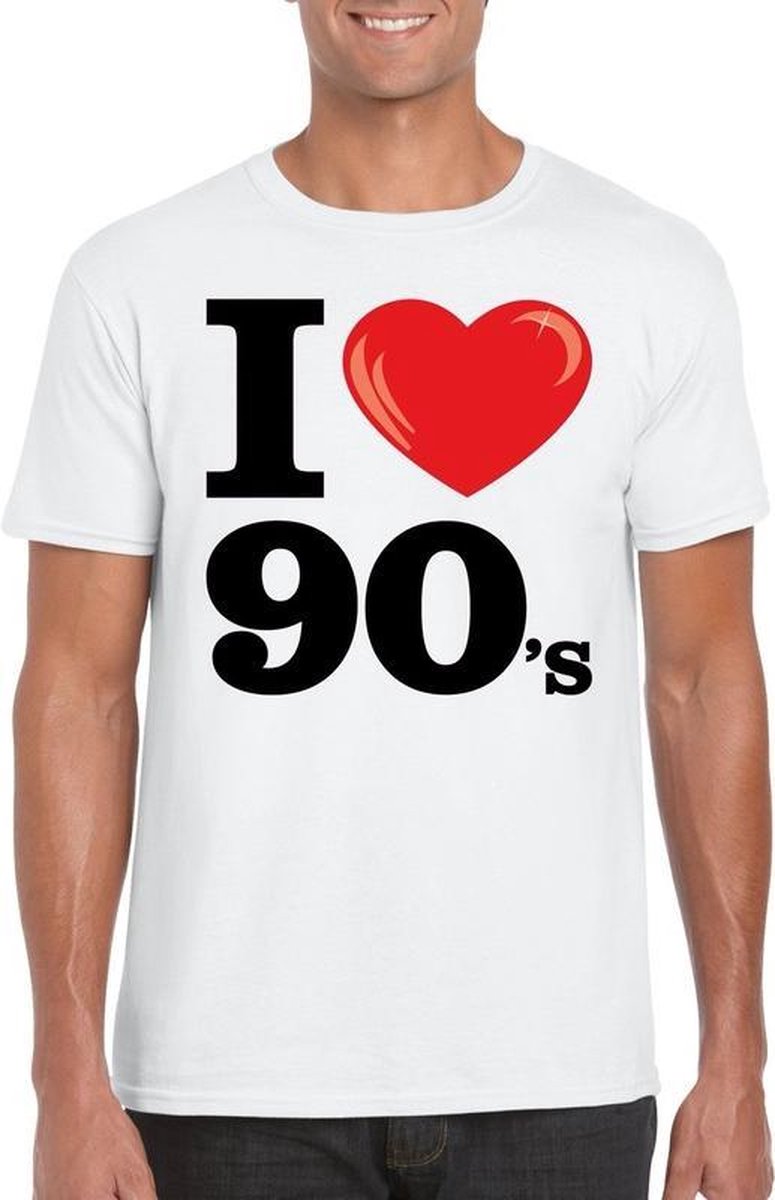 Super bol.com | I love 90's t-shirt wit heren - nineties kleding M GD-68