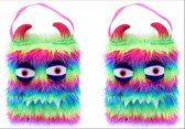 2x Schoudertas monster pluche fluor kleuren