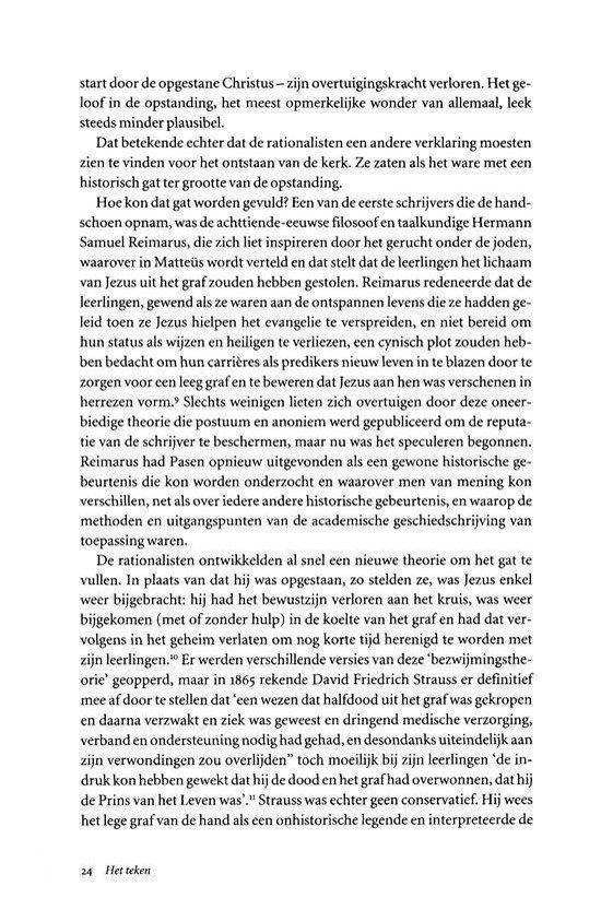 Tekst over de opstanding, met vermelding van Jezus, Strauss en de vergelijking met de graflegging. Pagina 24.