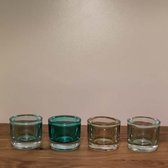 Set 4 Theelichthouders Glas Munt