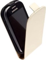 Lelycase Lederen Flip case Telefoonhoesje Samsung Galaxy Fame Lite Wit