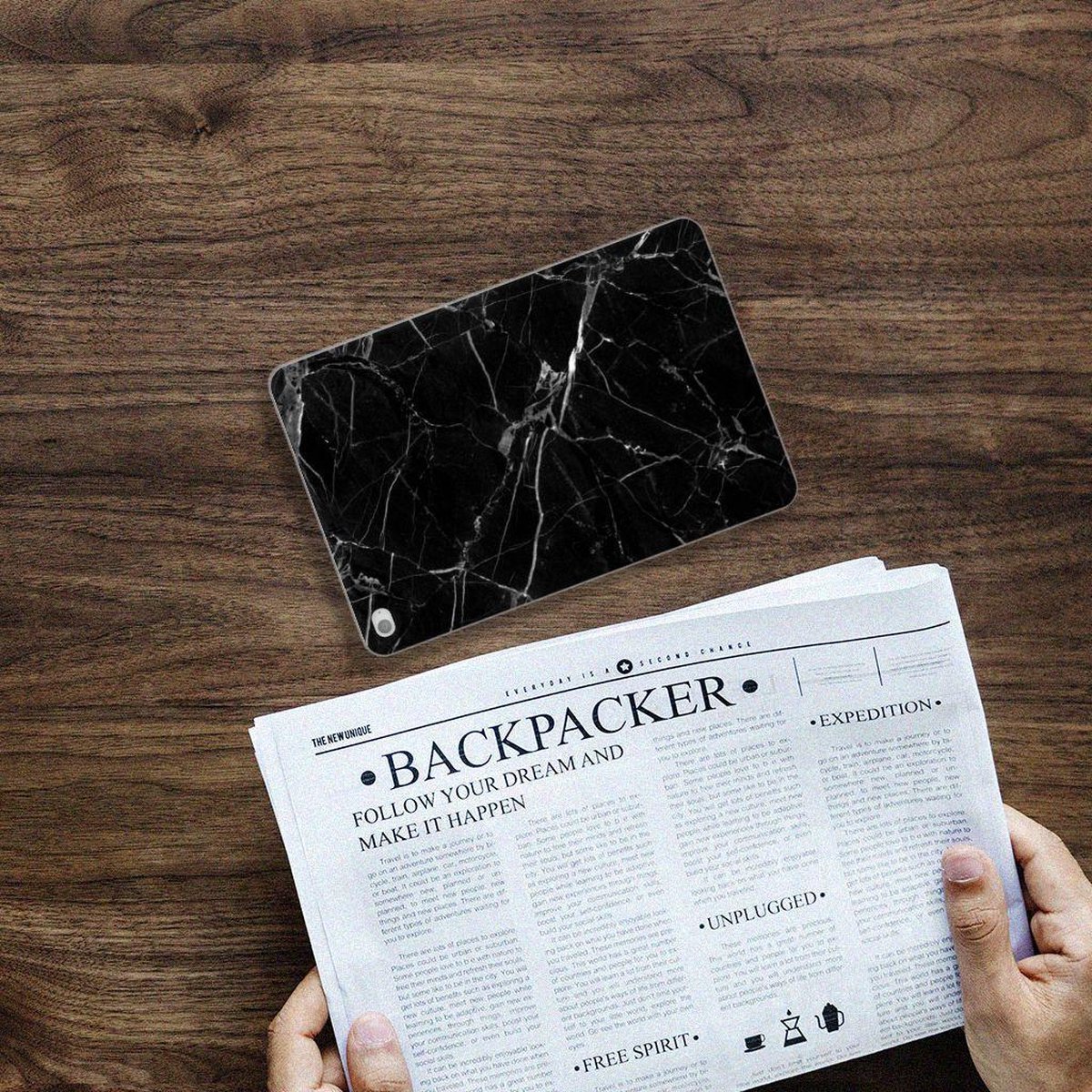 Back Cover voor Apple iPad Mini 4 | Mini 5 (2019) Tablet Back Cover Marmer Zwart - Origineel Cadeau Vader
