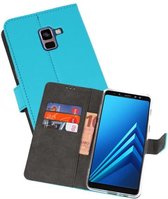 Booktype Telefoonhoesjes - Bookcase Hoesje - Wallet Case -  Geschikt voor Galaxy A8 Plus 2018 - Blauw