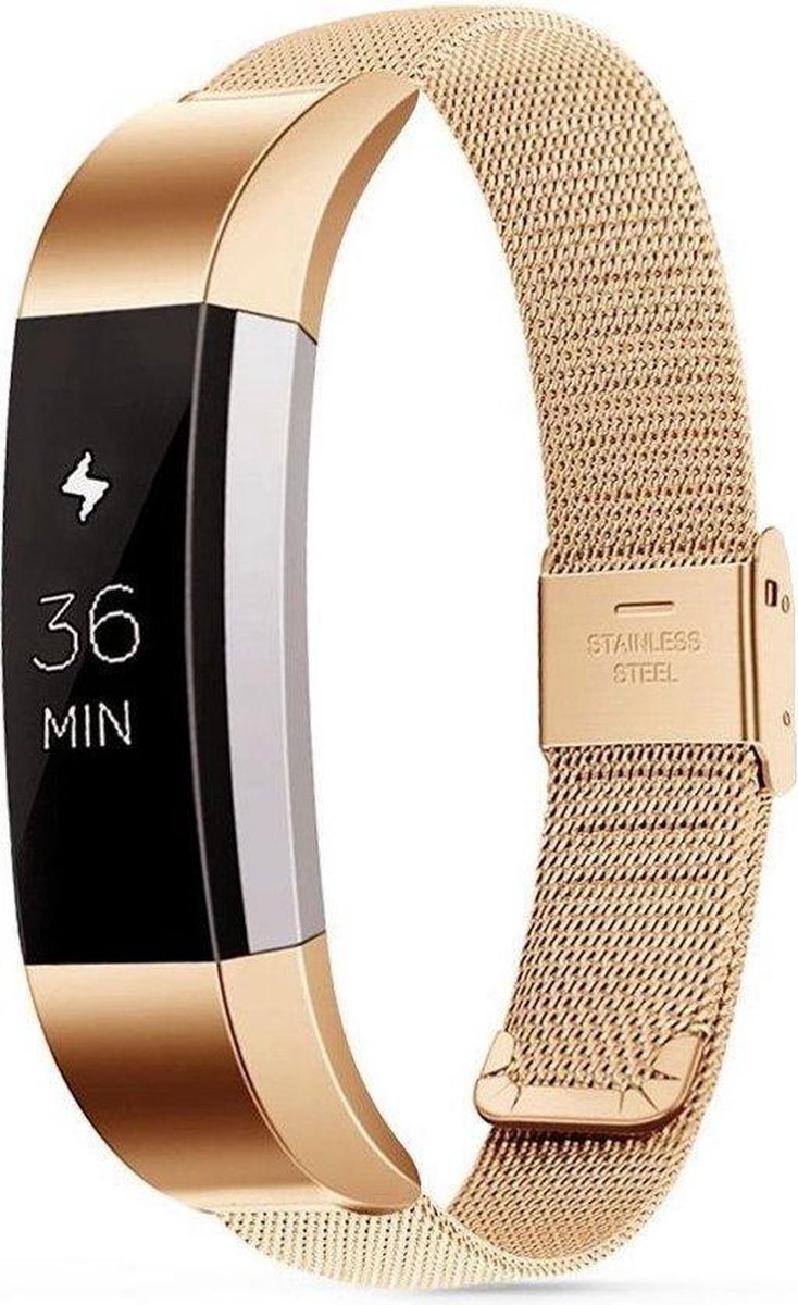 Milanees Horloge Band Voor de Fitbit Alta (HR) - Metalen Milanese Watchband - Large / Small Armband RVS - Goudkleurig