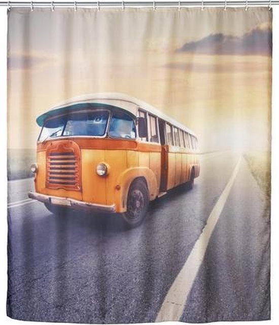 vinger ingenieur Wiskundig Douchegordijn Vintage bus 200 x 180 cm zwart-oranje | bol.com