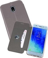 Slim Folio Case - Book Case Telefoonhoesje - Folio Flip Hoesje - Geschikt voor Samsung Galaxy J3 2018 - Grijs