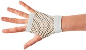 PARTYPRO - Witte korte netstof handschoenen voor volwassenen - Accessoires > Handschoenen