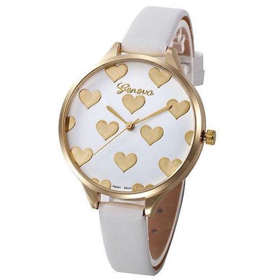 Wit horloge met gouden harten
