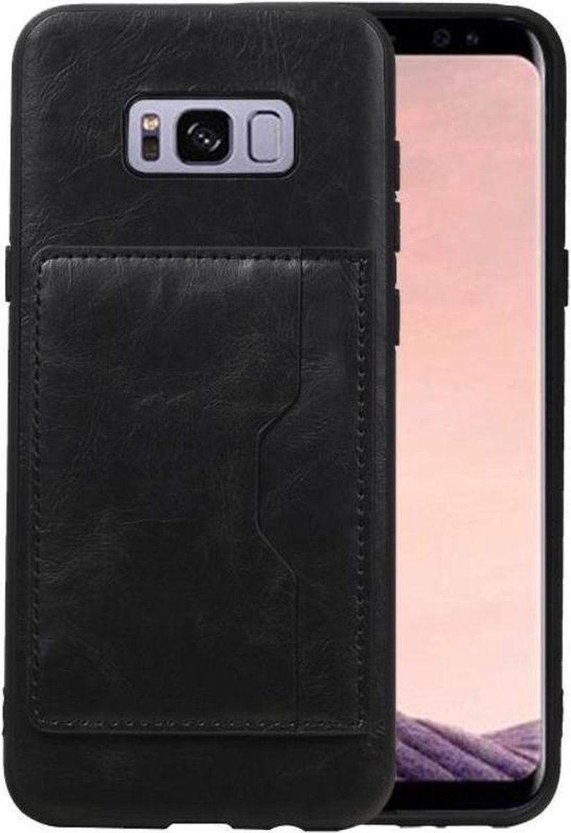 Staand Back Cover met 1 Pasjeshouder Hoesje Geschikt voor Samsung Galaxy S8 Plus Zwart