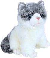 Boony 'Natural Decoration' pluche kitten wit/grijs 20 cm, zittend.