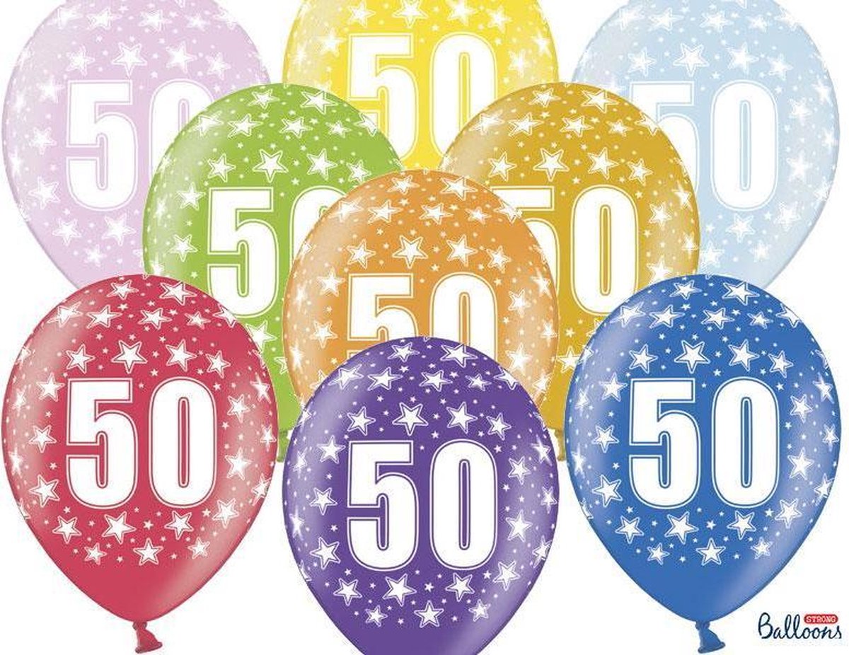 """Ballonnen 30cm, 50th Birthday, Metallic Mix (1 zakje met 50 stuks)"""