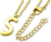 Amanto Ketting Letter S Gold - 316L Staal - Alfabet - 19x8mm - 50cm