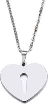 RVS hart sleutelgat hanger met ketting